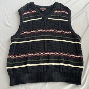 Vintage Sweater Vest Men's XL 3D Knit Coogi Style Cosby 90s Multicolor